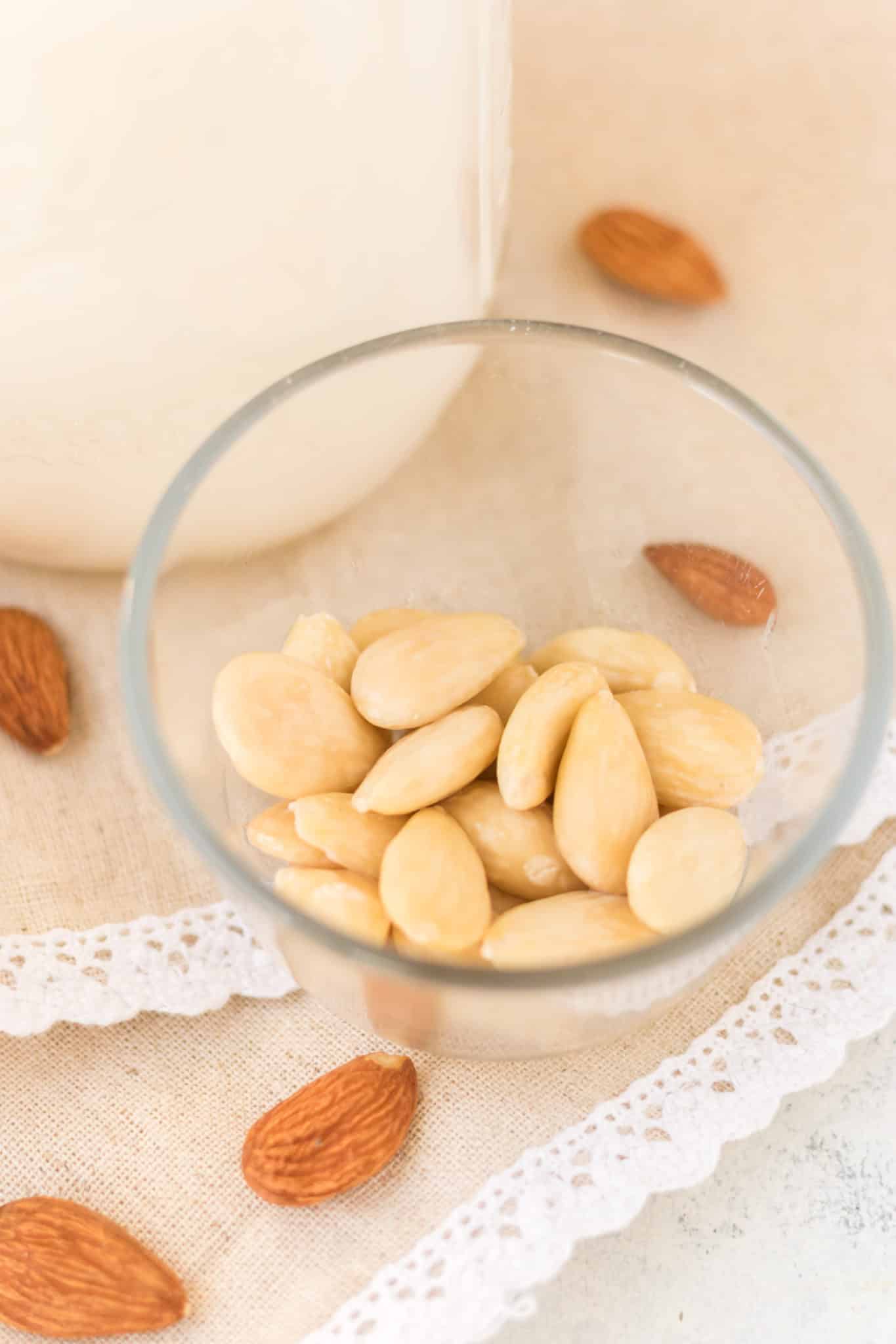 peeled almond in a bowl