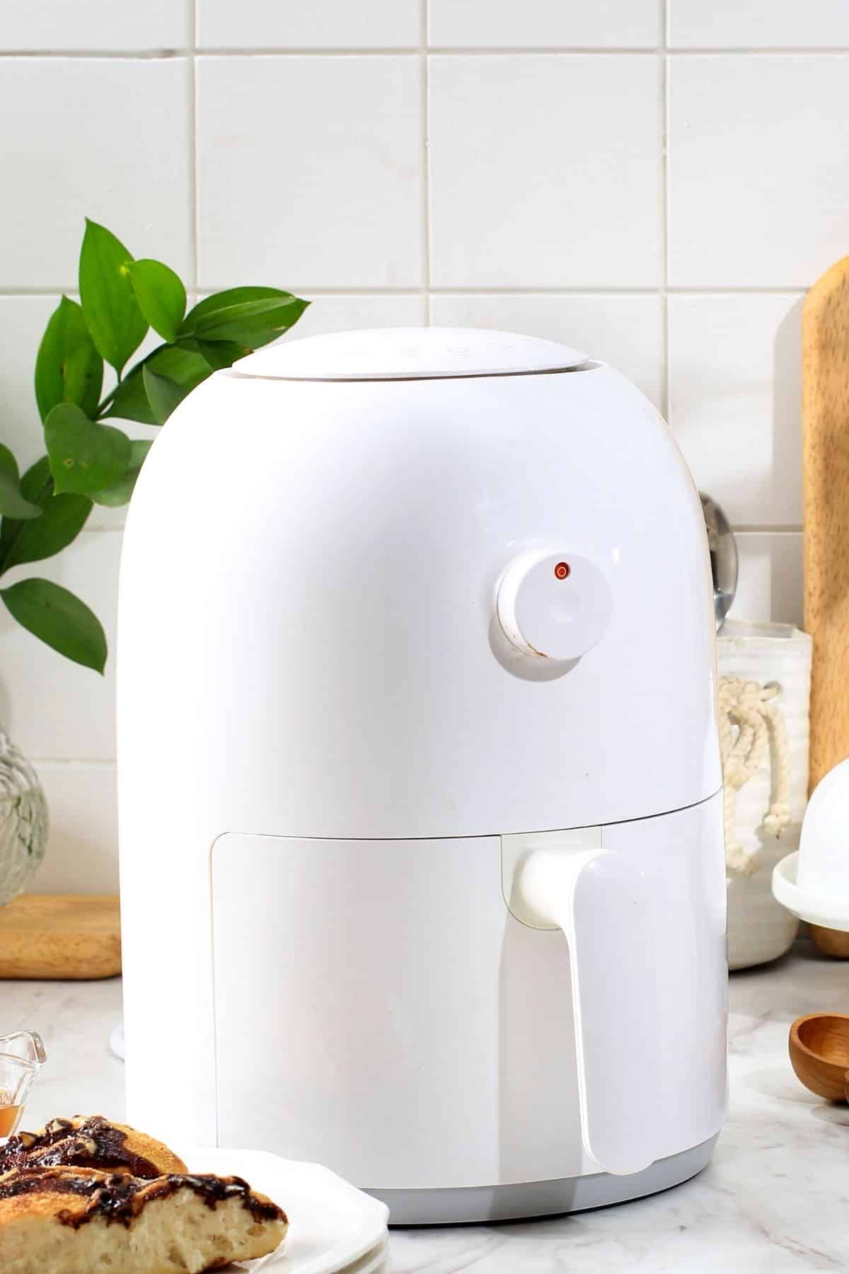 white air fryer on a countertop
