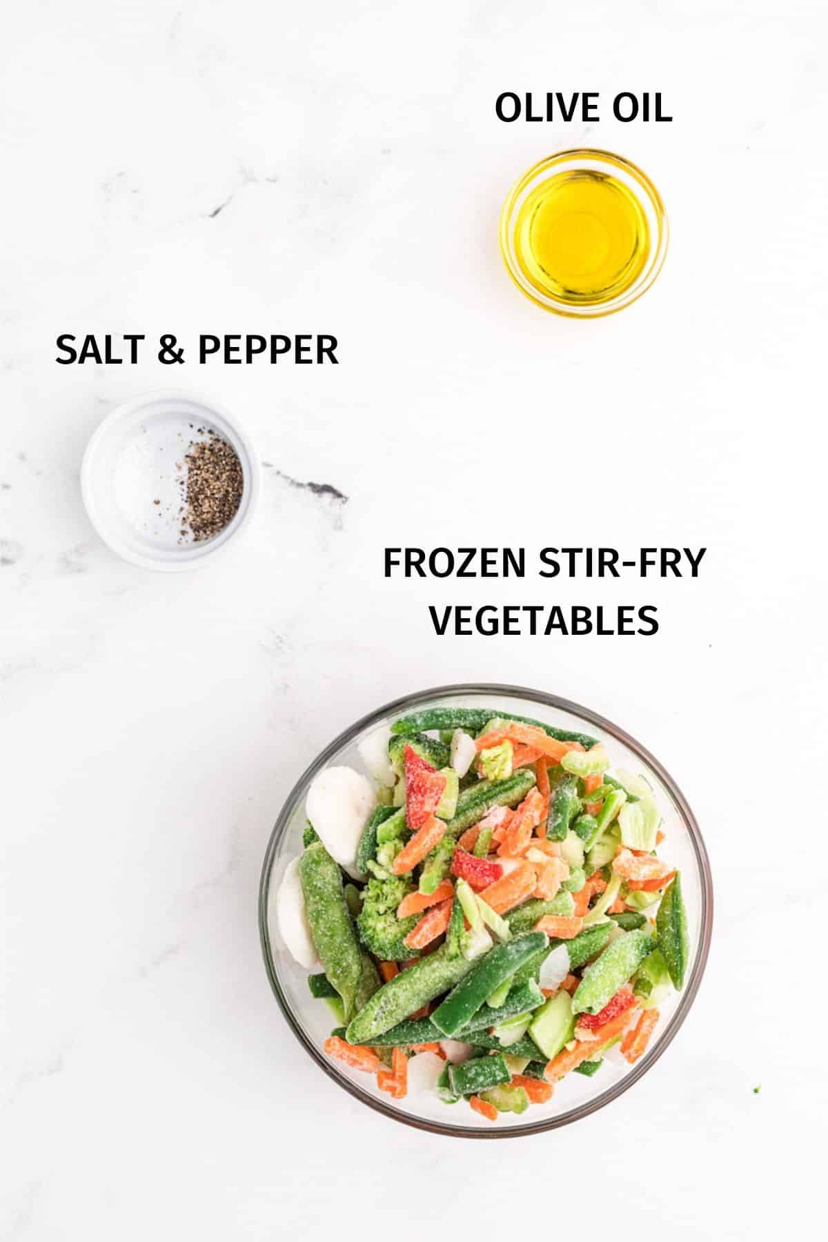 ingredients for air fryer frozen vegetables.