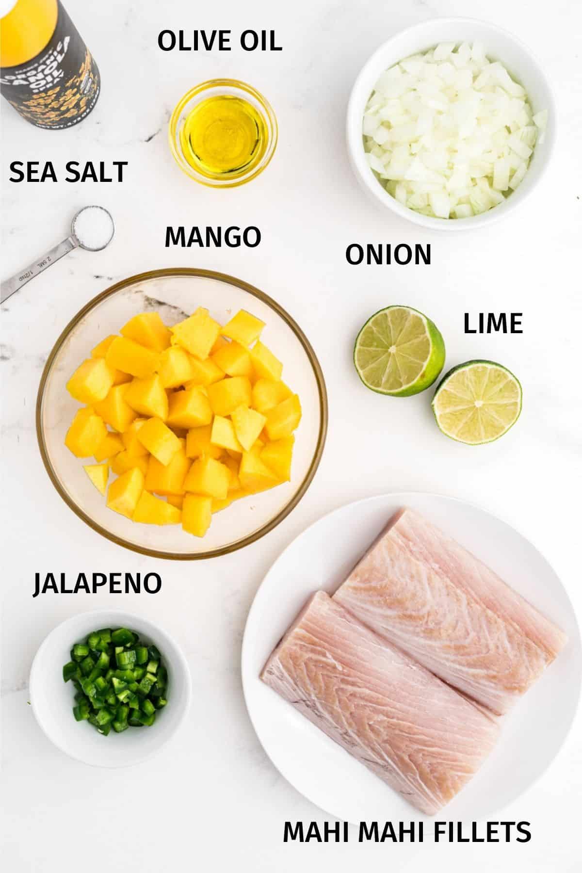 ingredients for mahi mahi and mango salsa