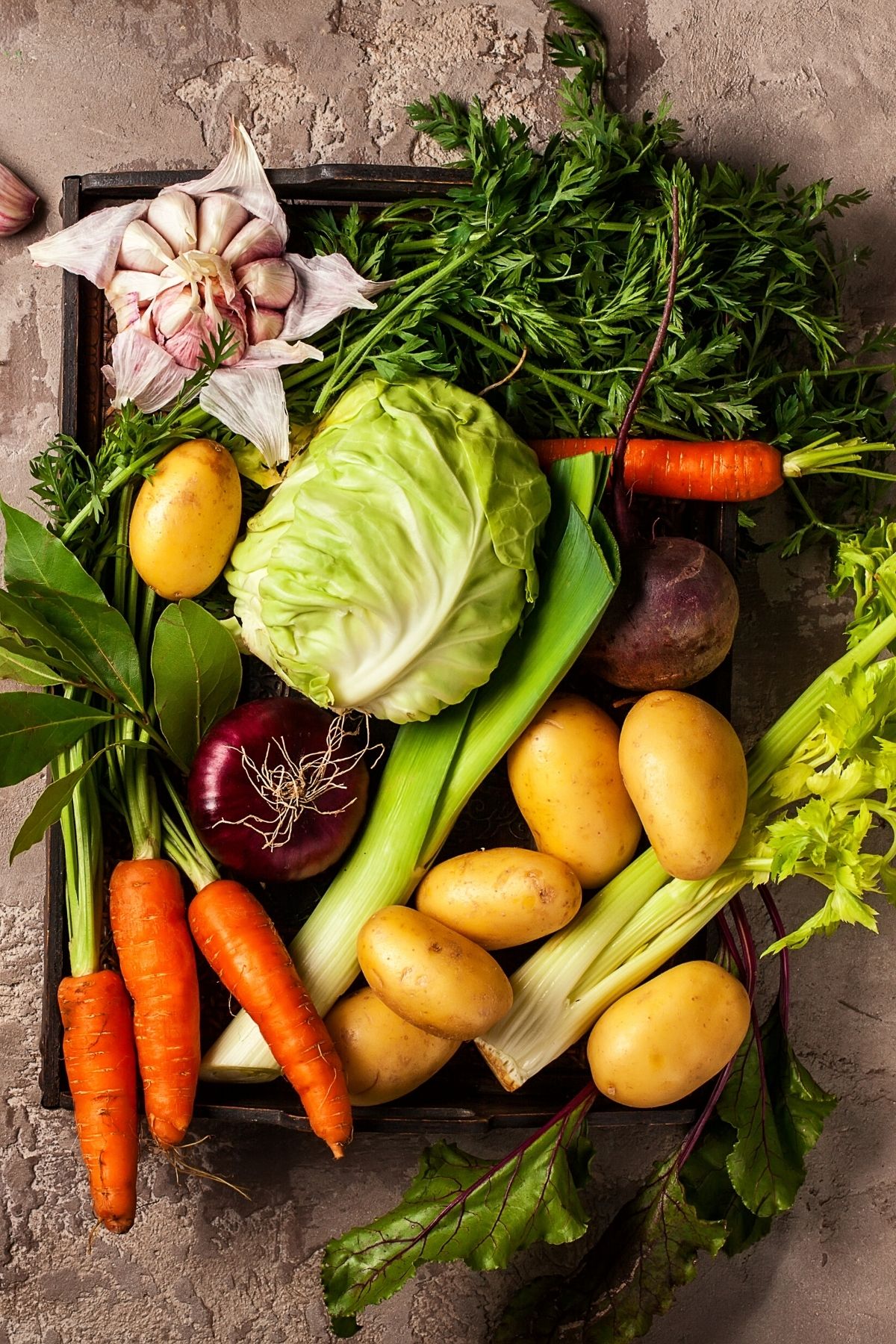 vegetables on a platter.
