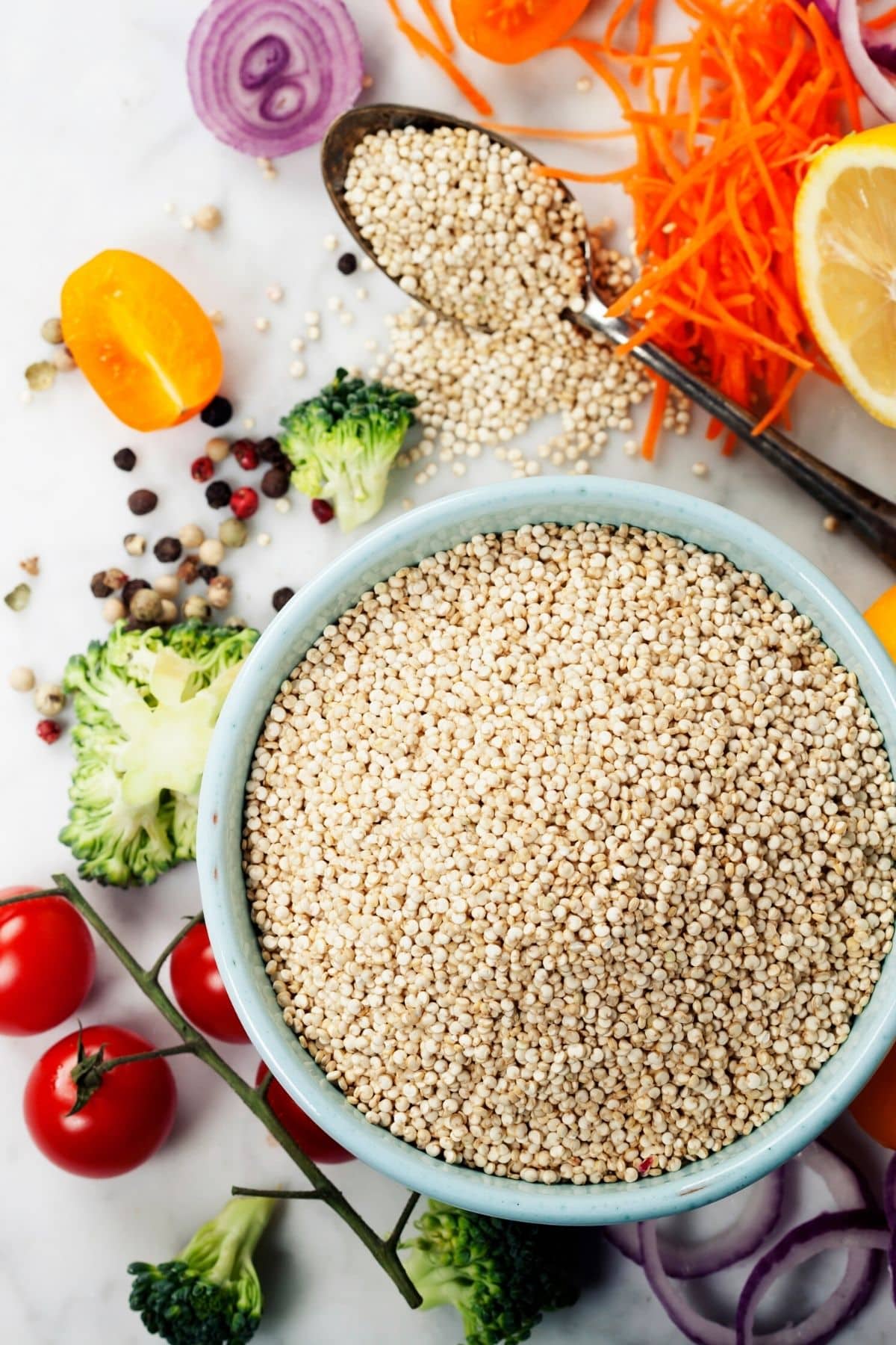 a bowl of quinoa.