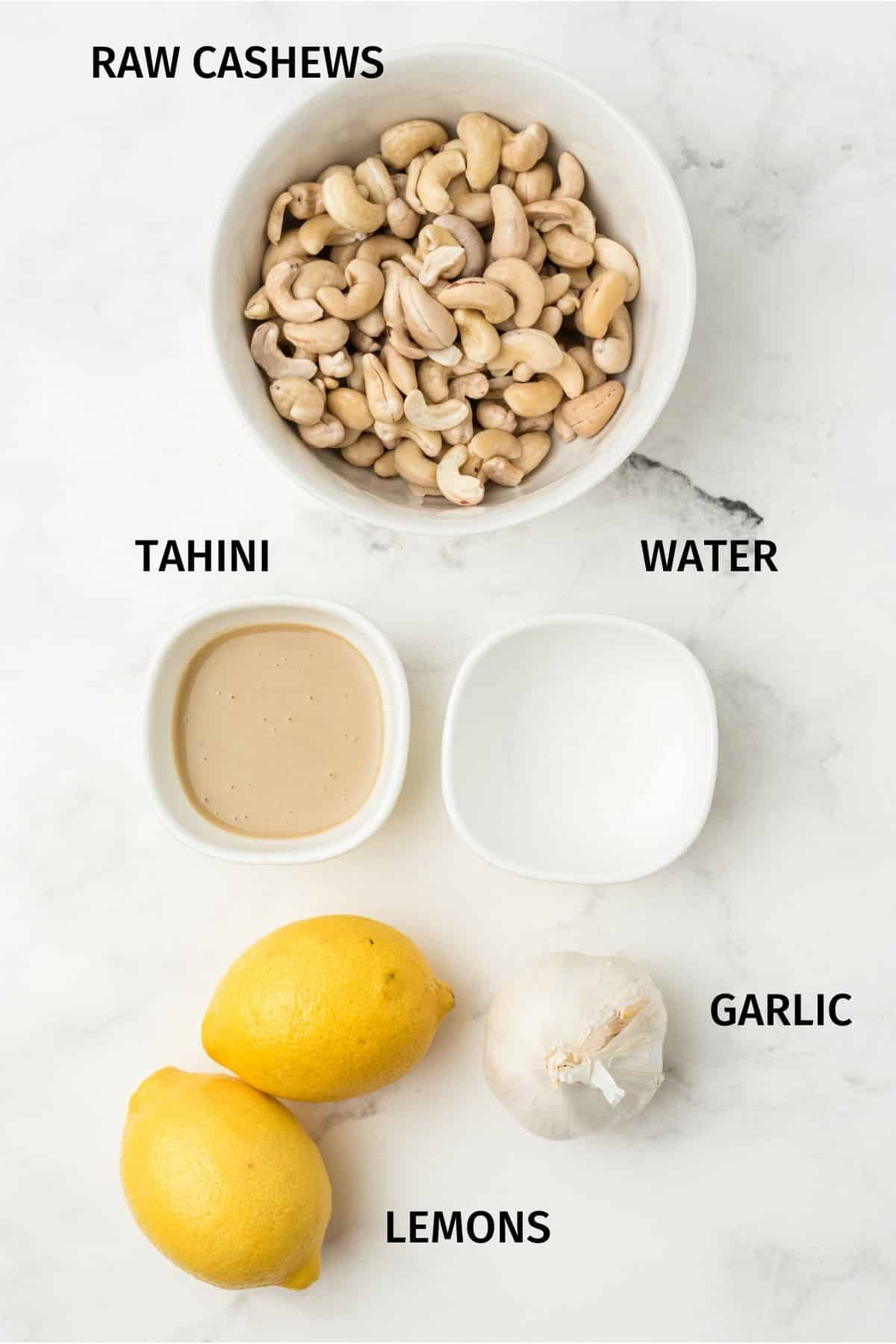 ingredients for cashew hummus.
