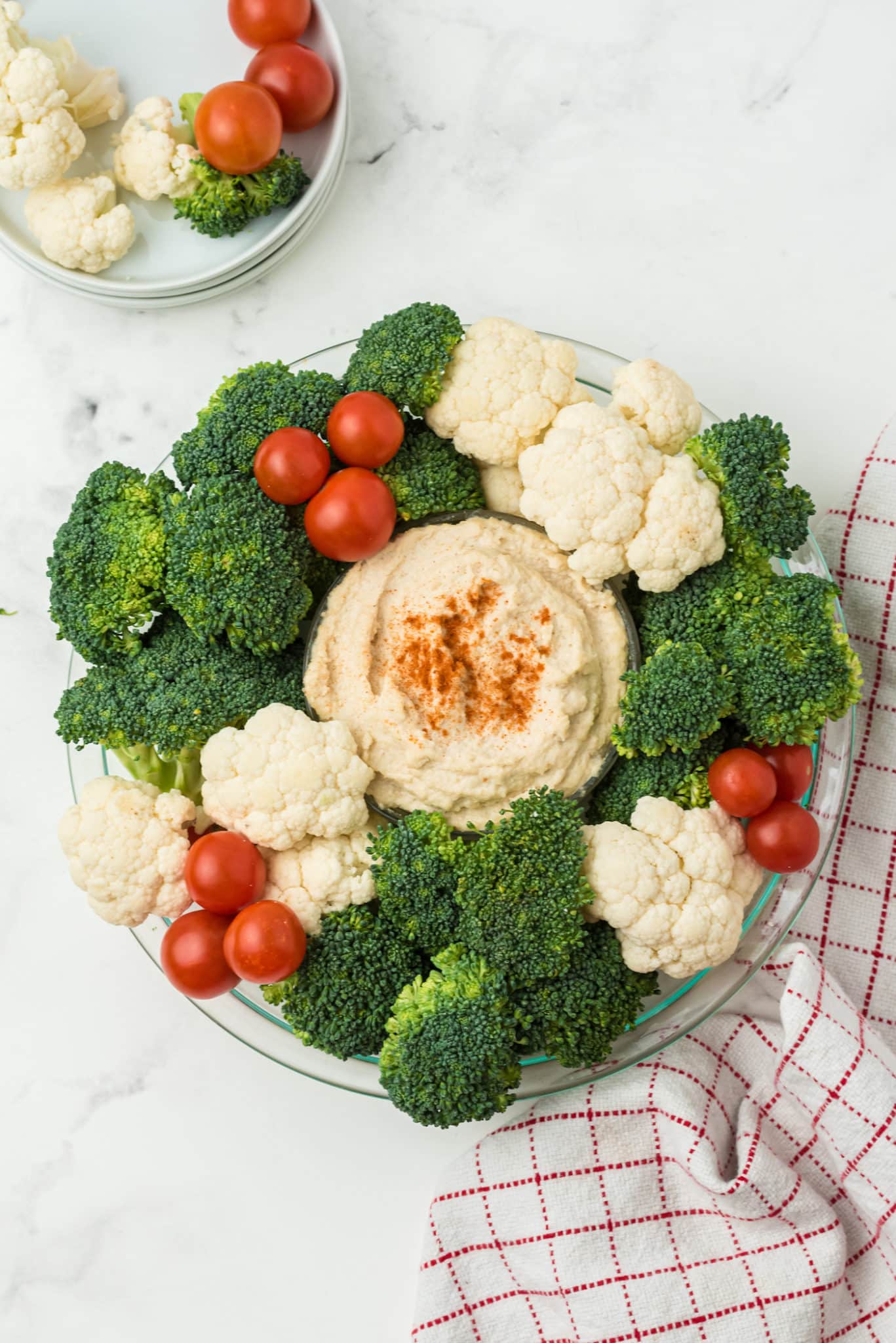 christmas vegetable wreath on a tabletop