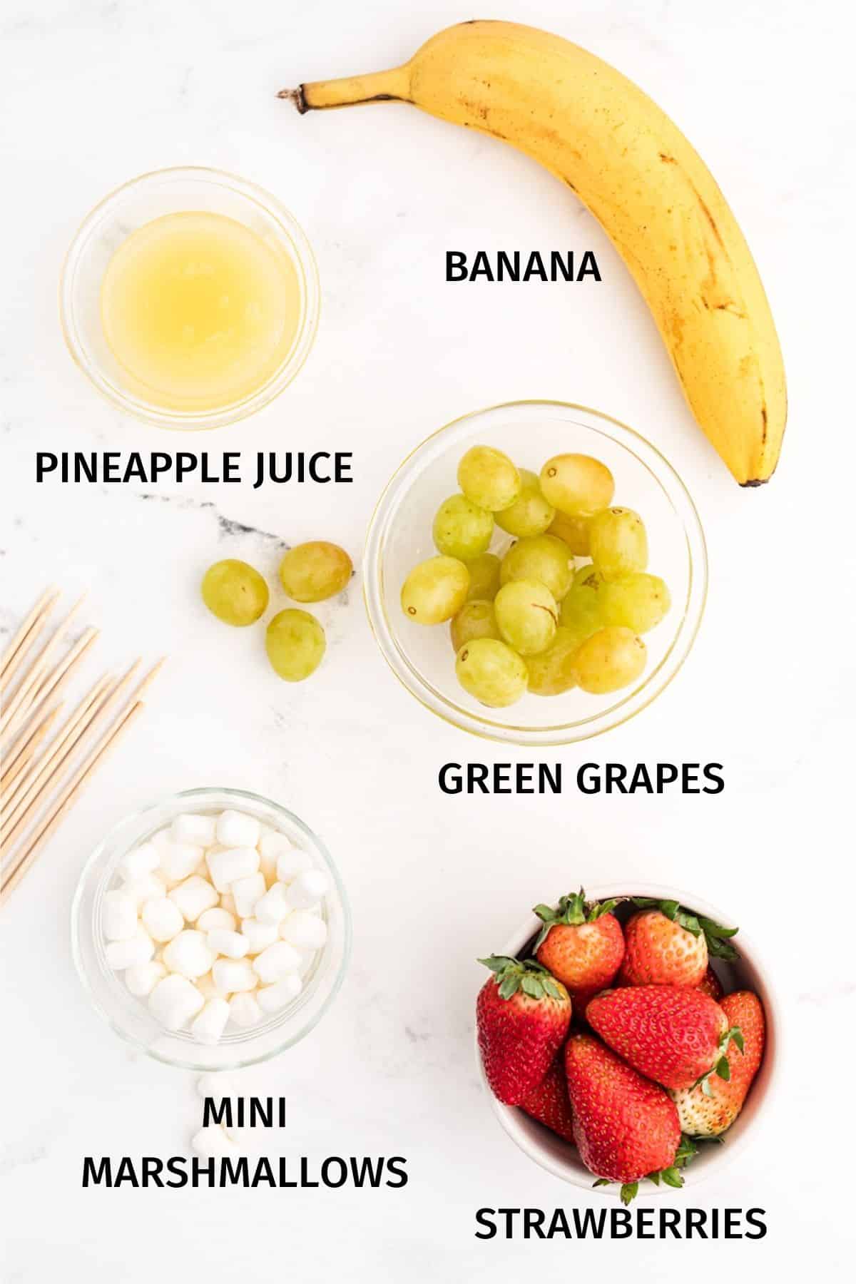 ingredients for grinch fruit kabobs