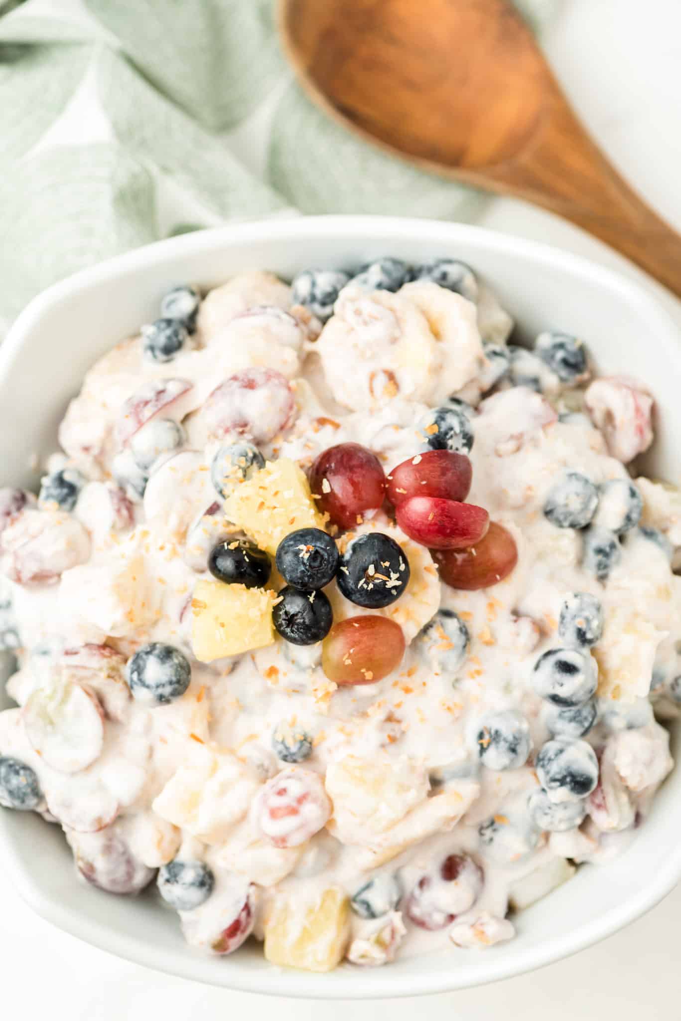 a bowl of ambrosia salad