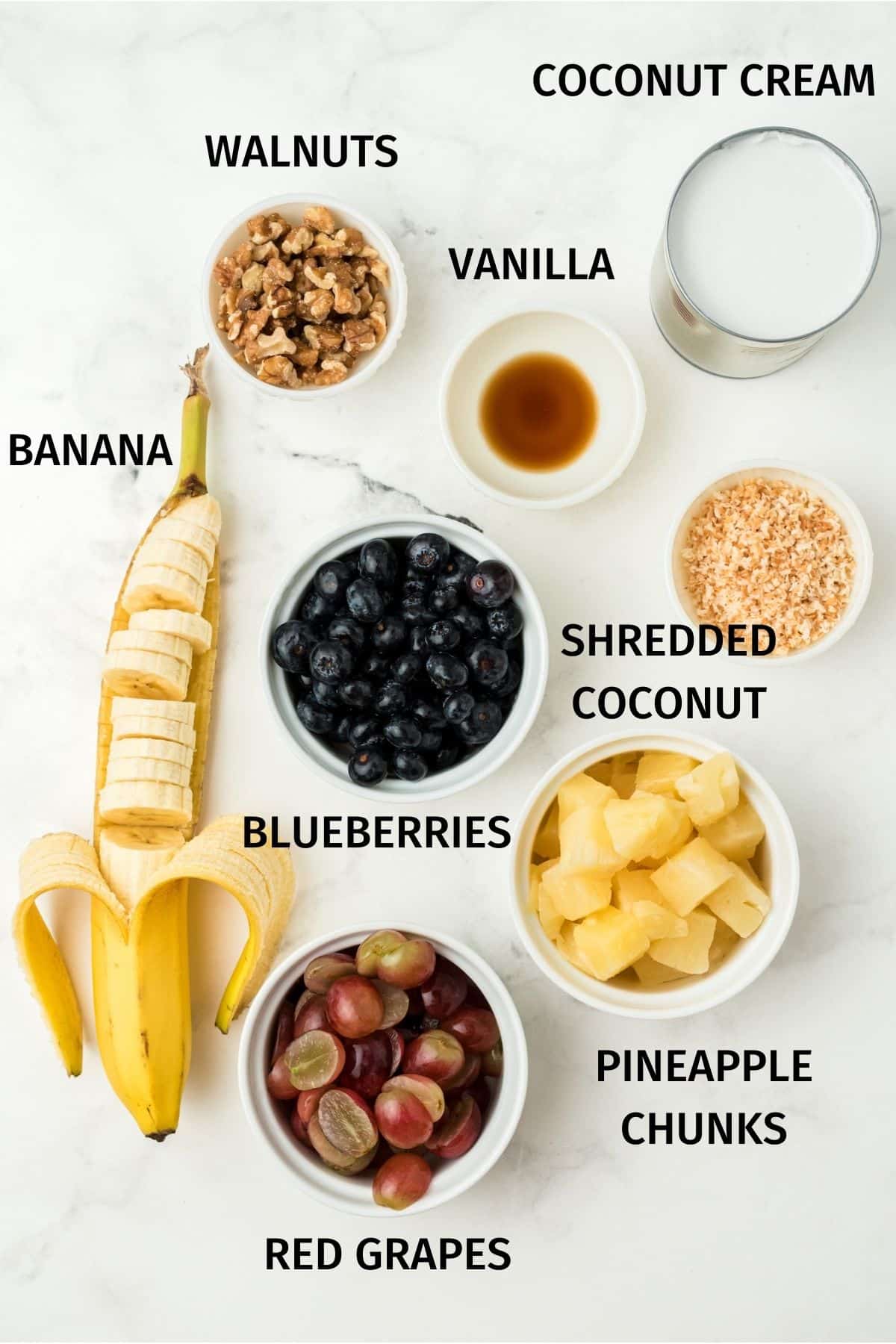 ingredients for healthy ambrosia salad