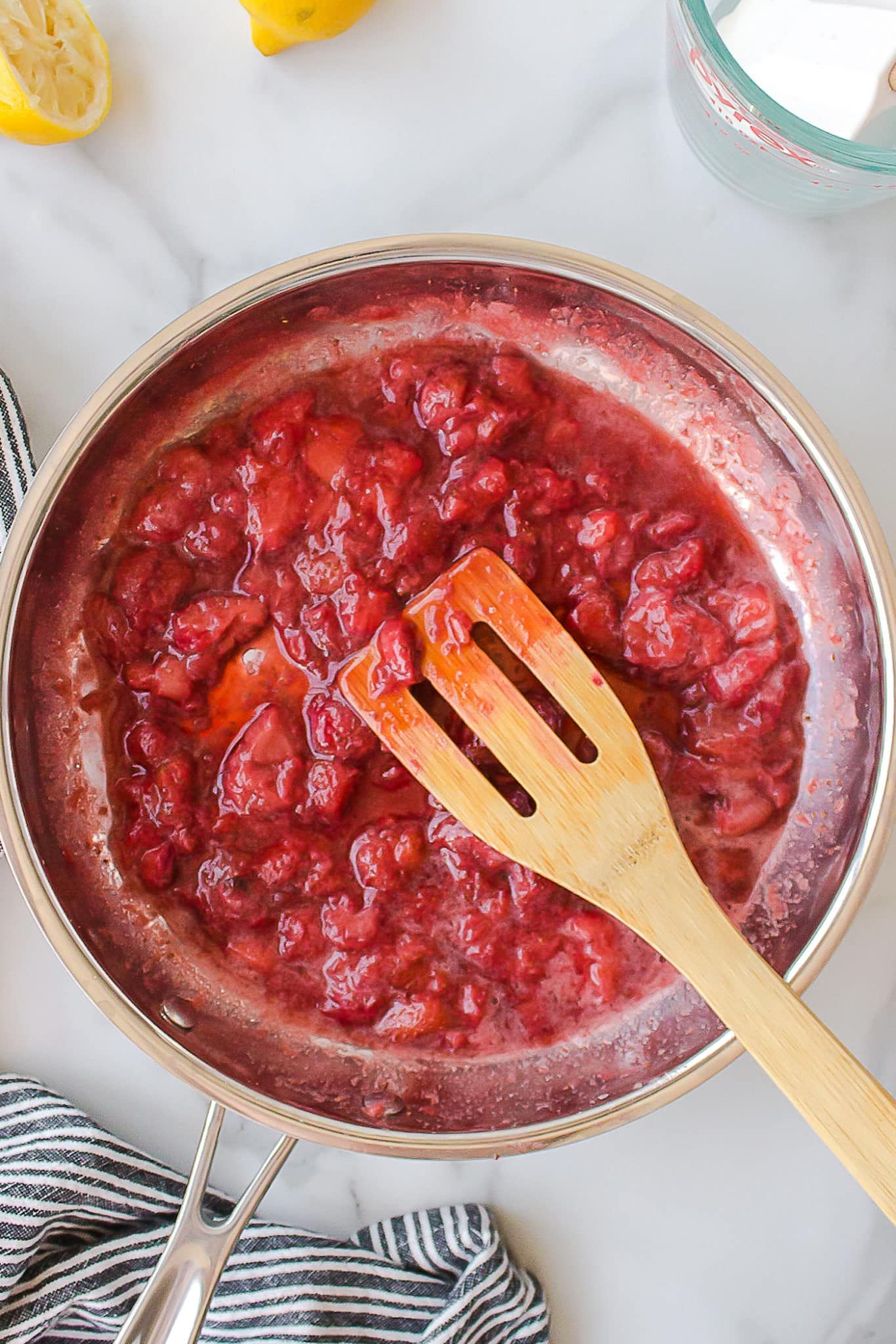 strawberry sauce in a pot