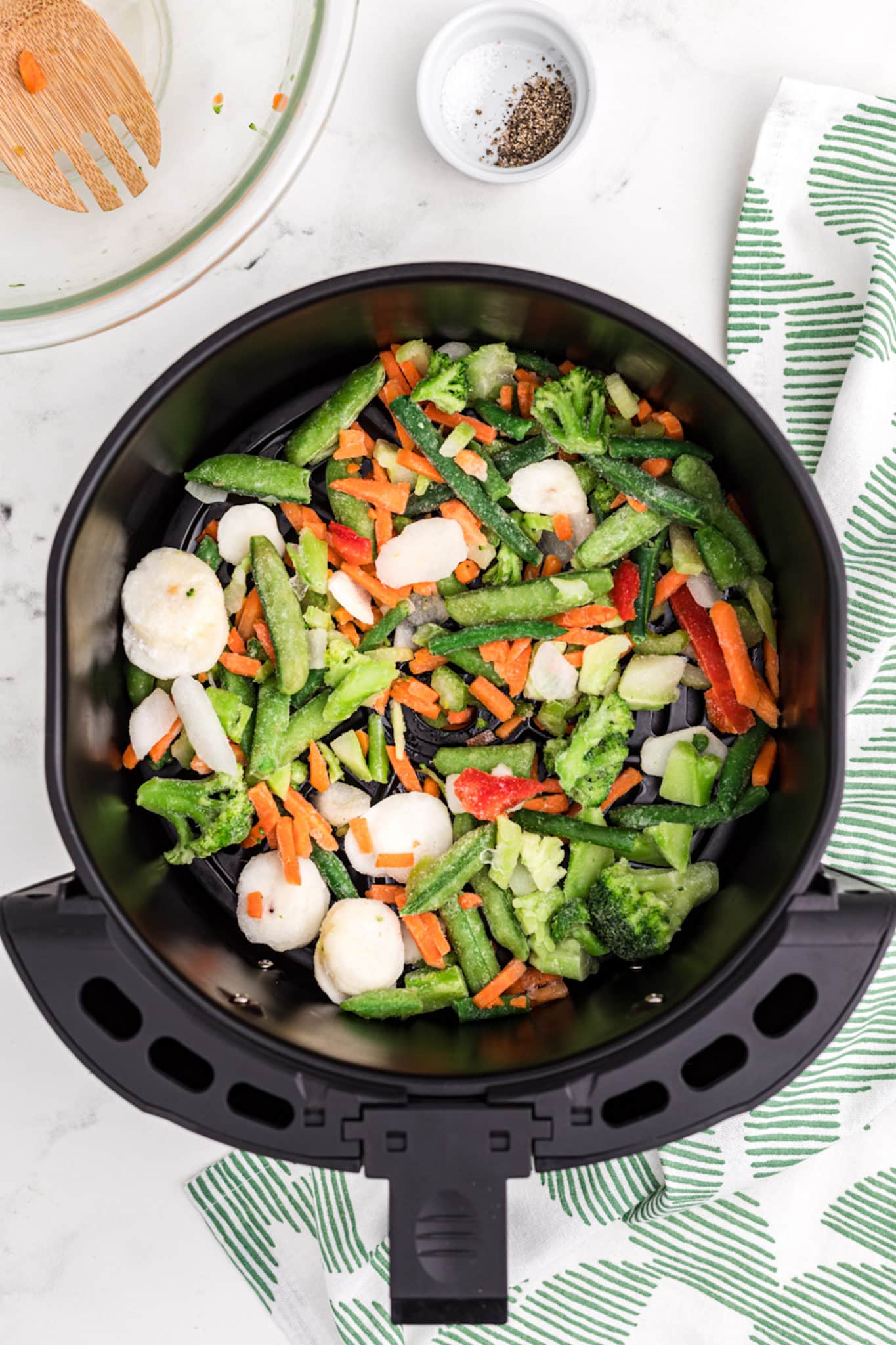 frozen vegetables in the air fryer.