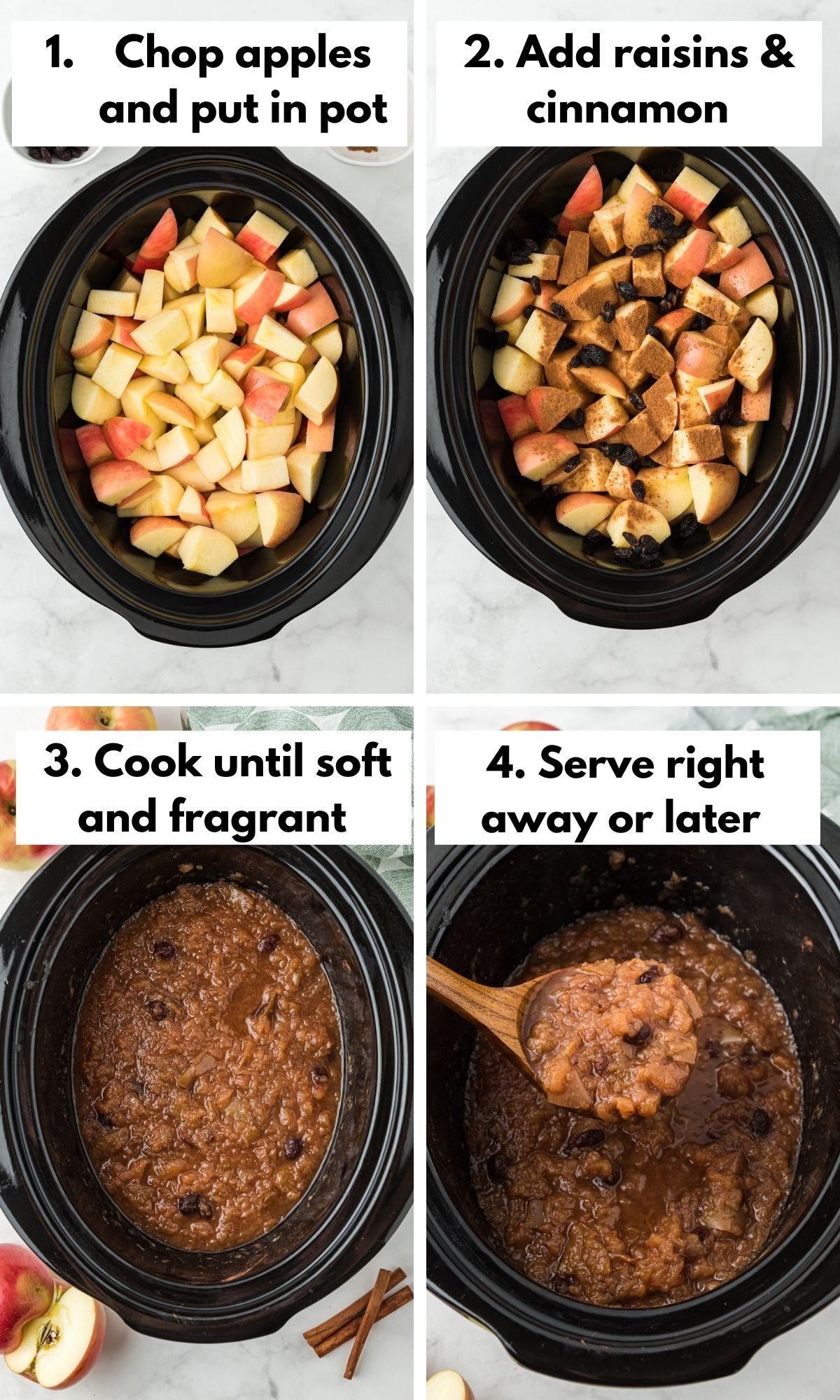 process photos for how to make crockpot applesauce