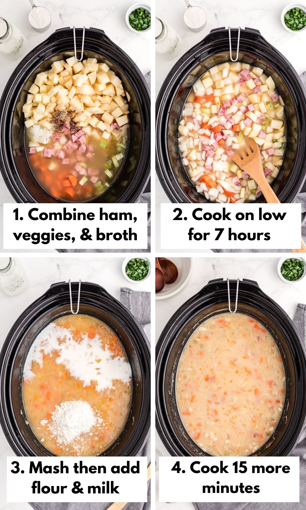 how to make ham and potato soup in the slow cooker.