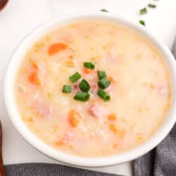 a bowl of potato soup