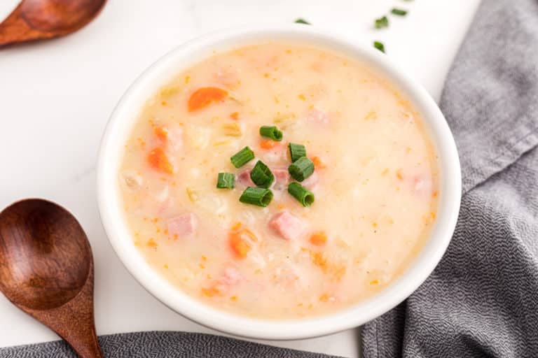 a bowl of potato soup