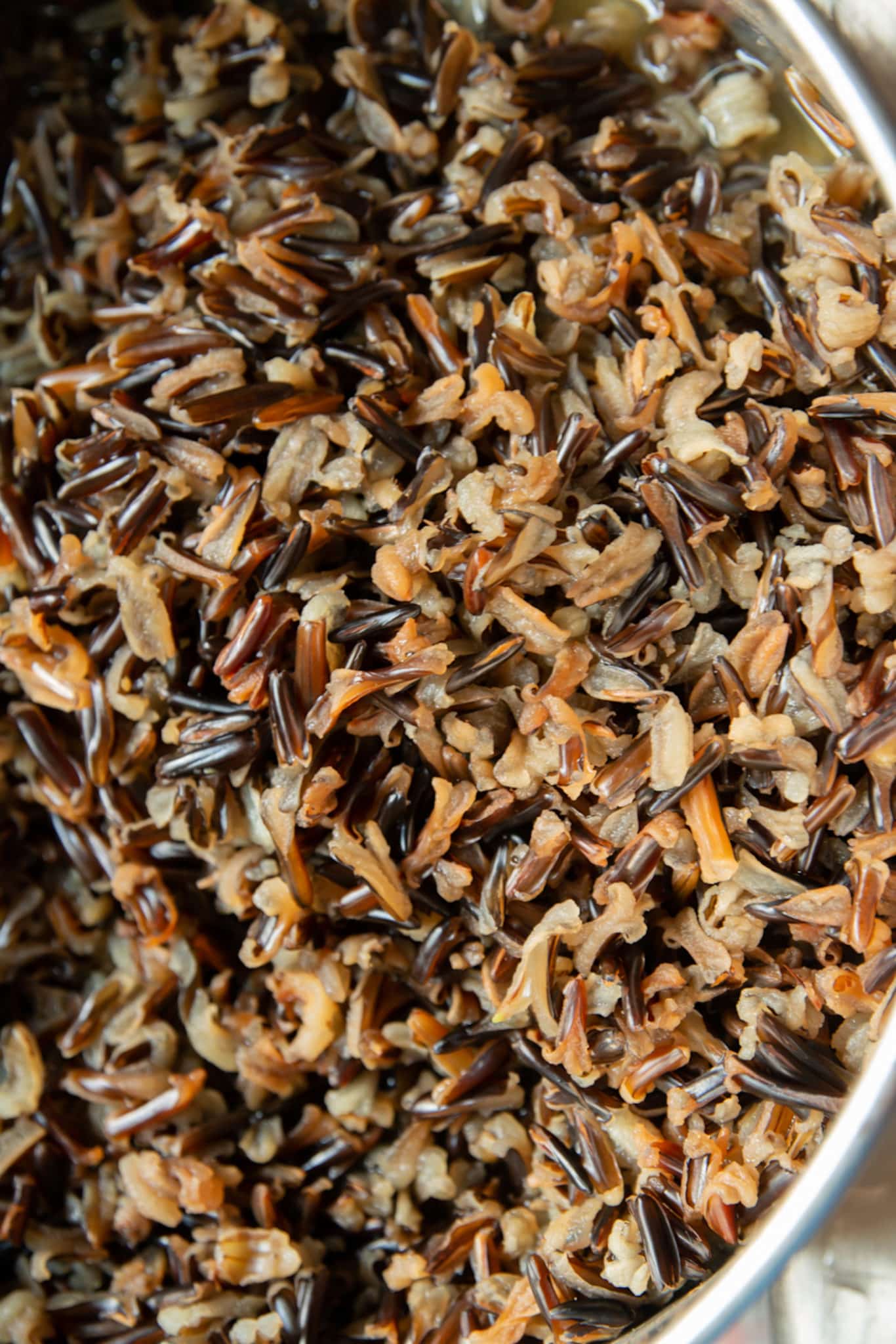 wild rice texture in a pot.