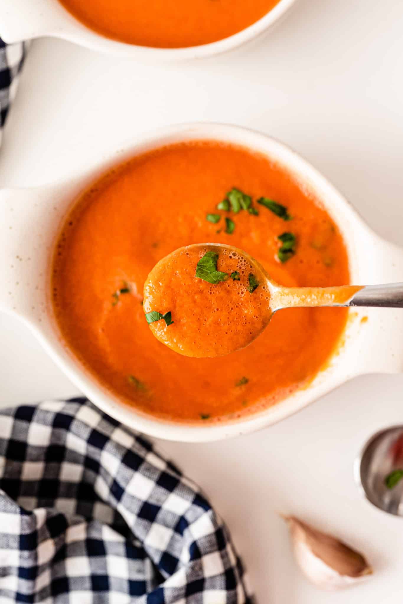 a bowl of tomato soup.