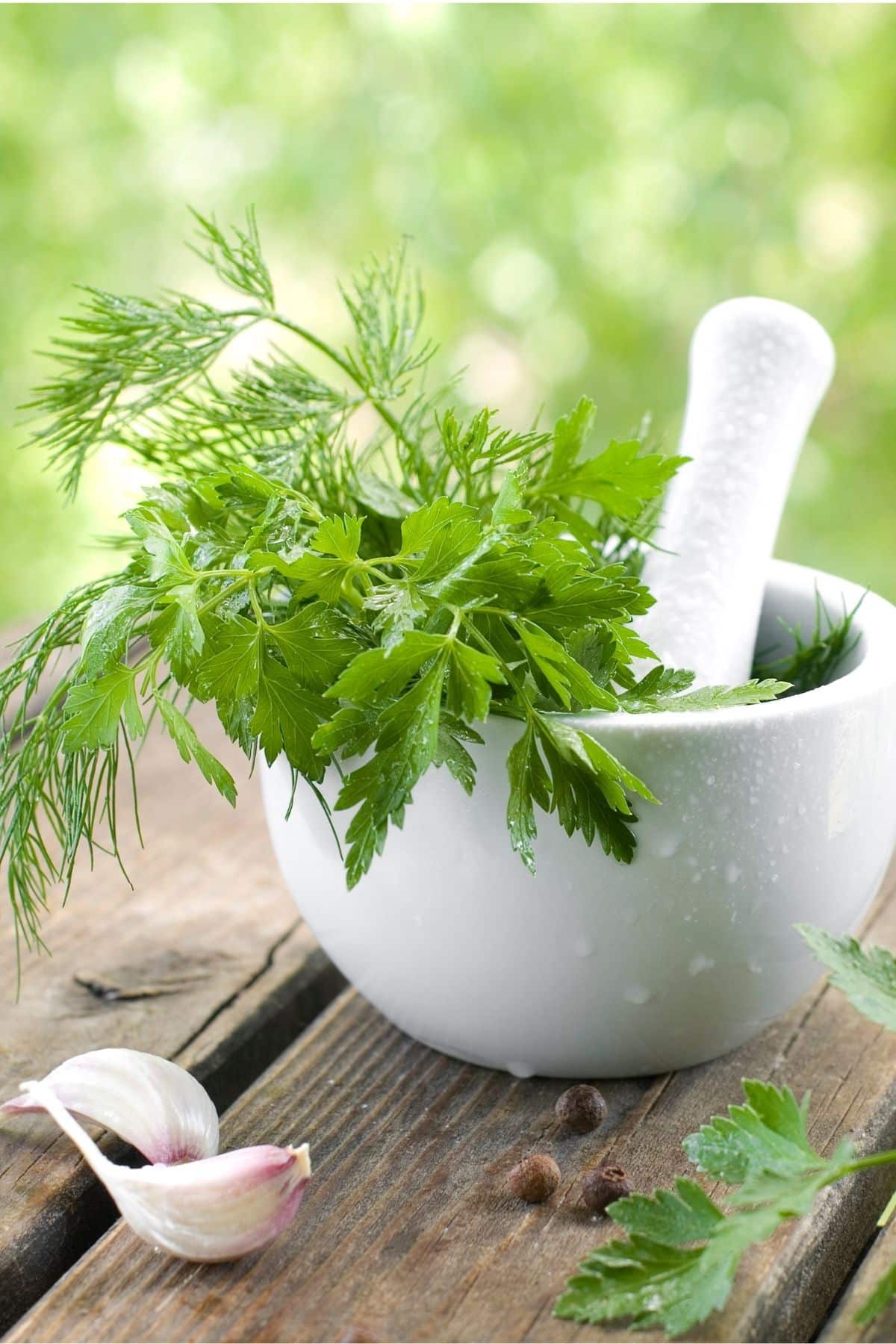 a bowl of herbs.