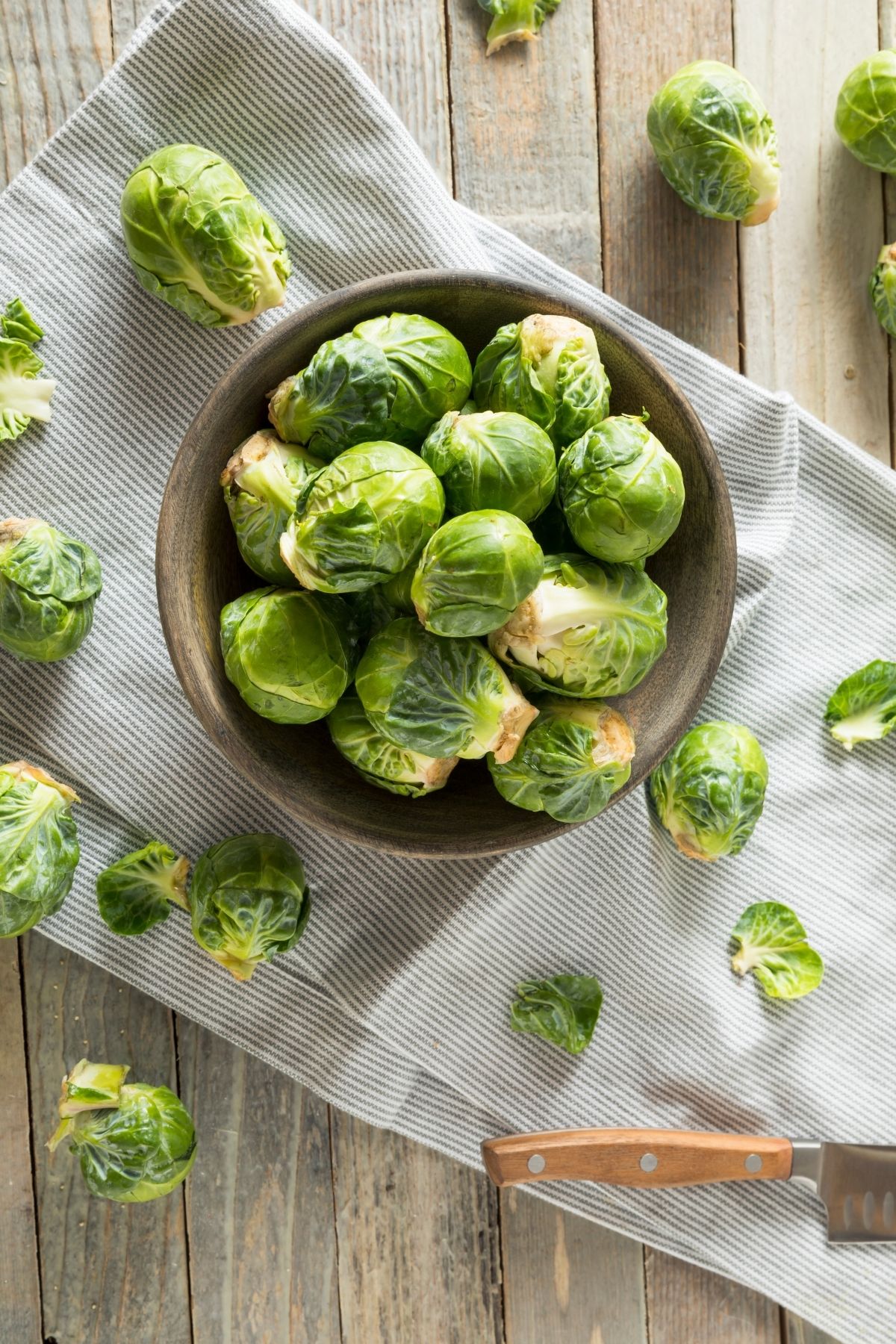 a bowl of brussels sprouts.