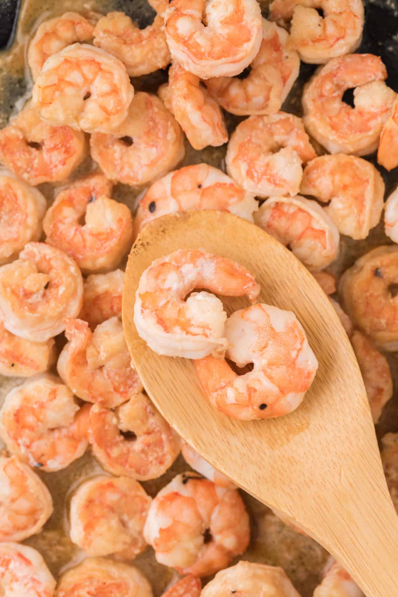 cooked shrimp in skillet