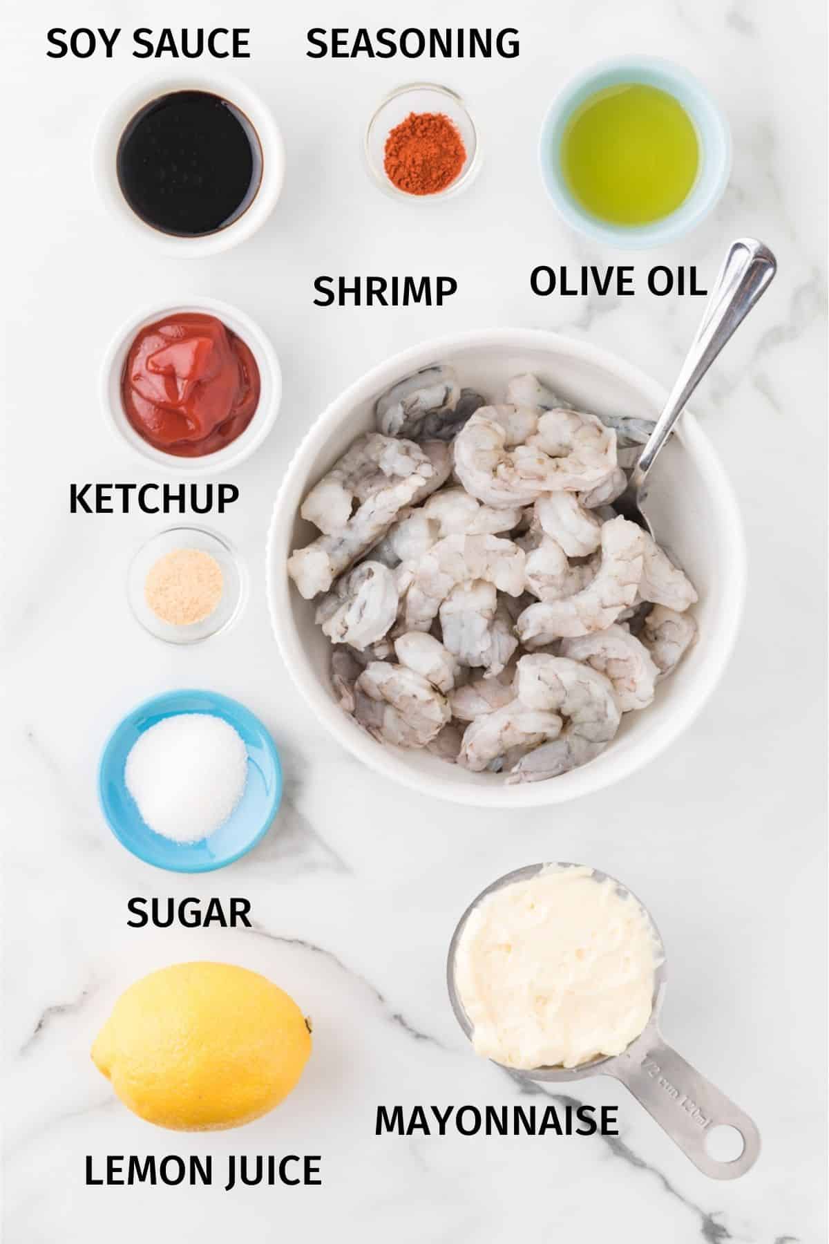 ingredients for hibachi shrimp with white sauce