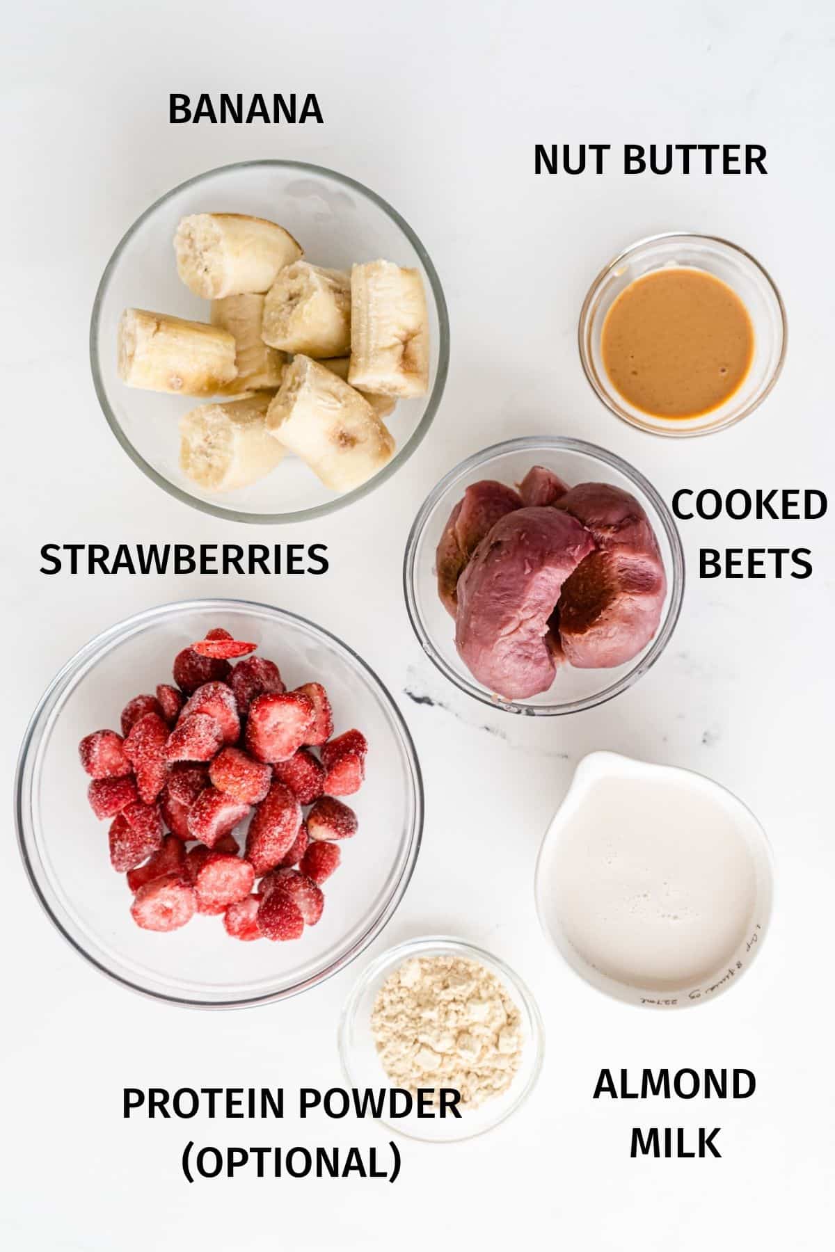 ingredients for banana beet smoothie