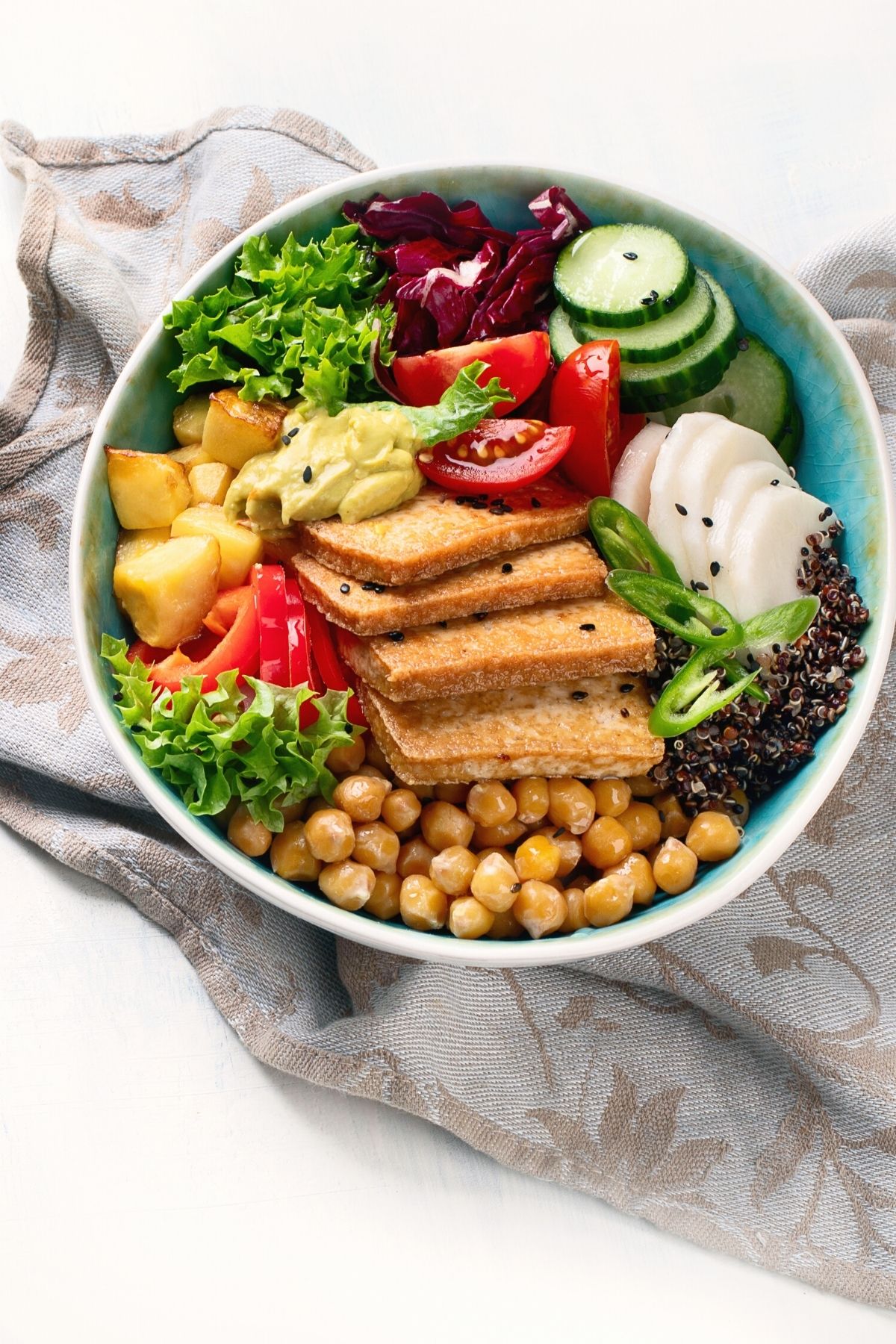 vegan bowl with tofu