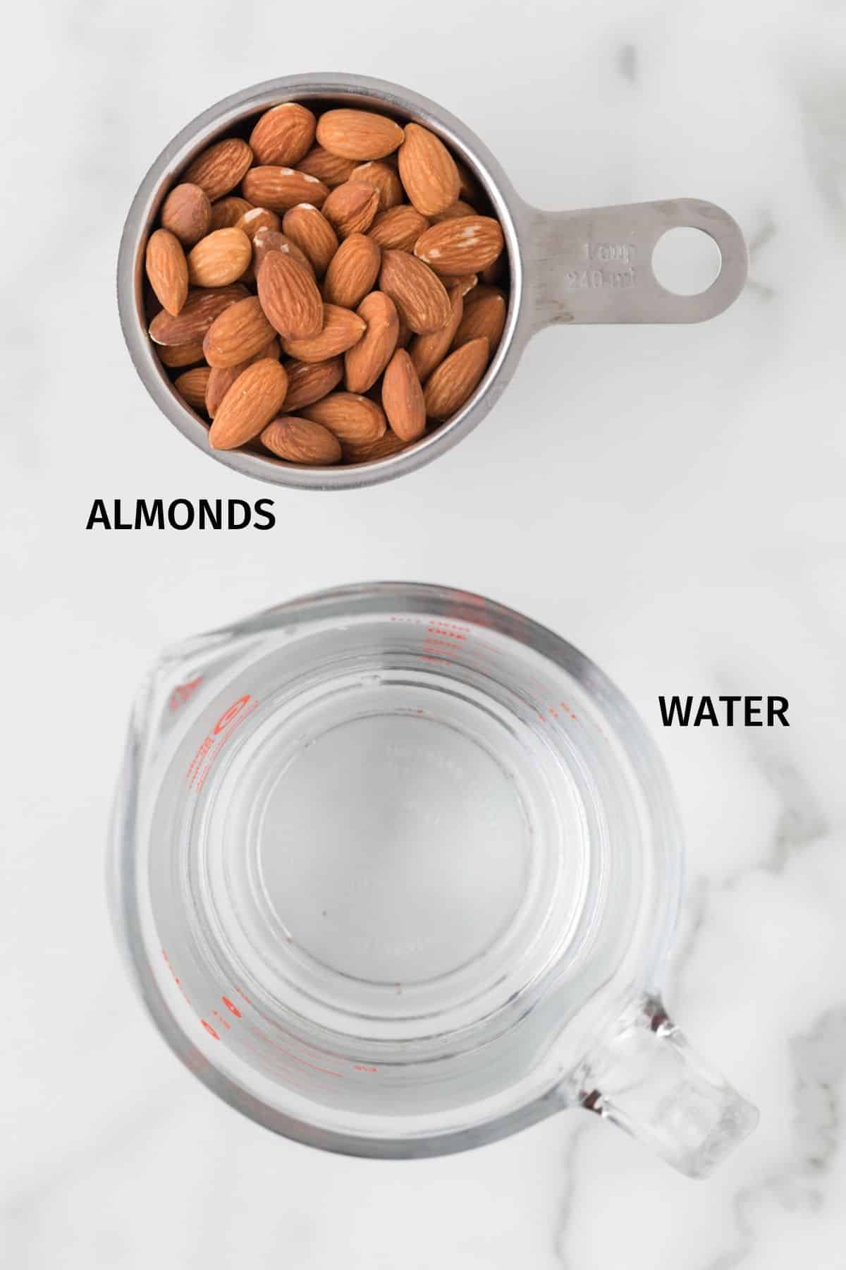 ingredients for making almond milk.