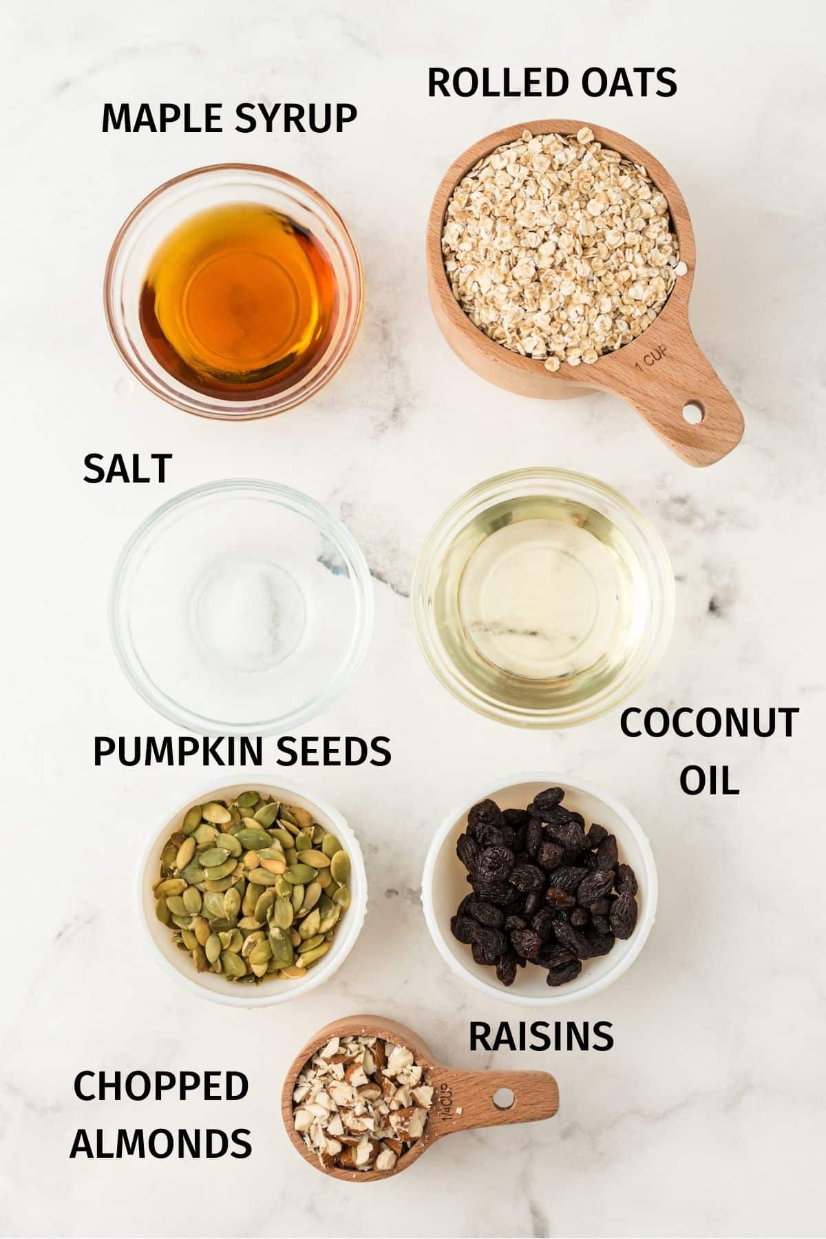 ingredients for homemade granola.