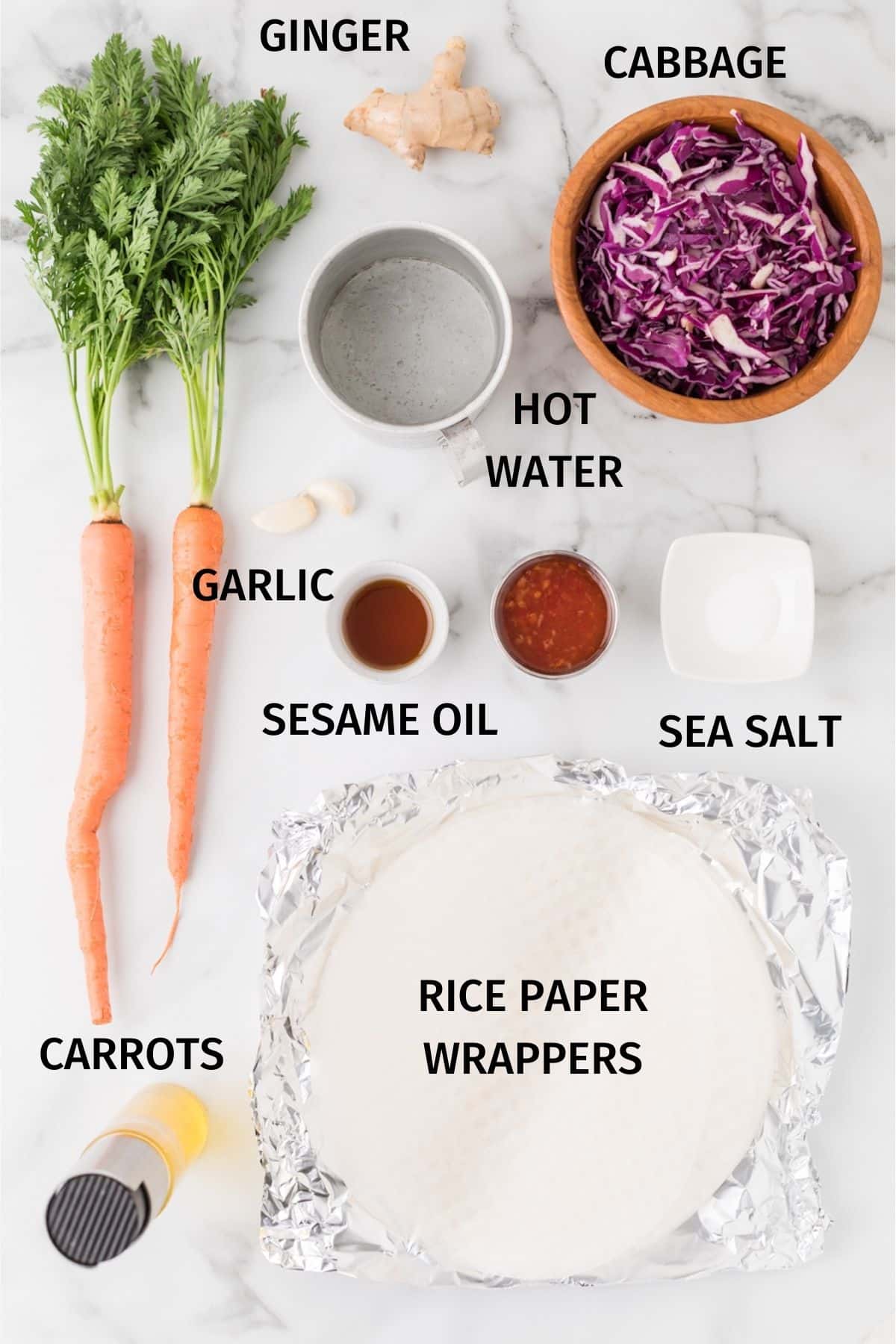 ingredients for spring rolls.