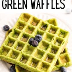 a stack of two green waffles