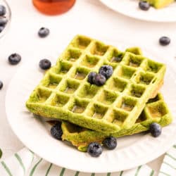 a stack of green waffles
