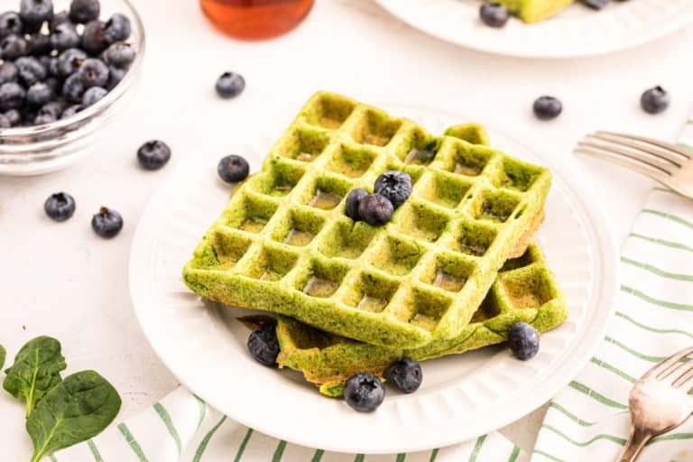 a stack of green waffles
