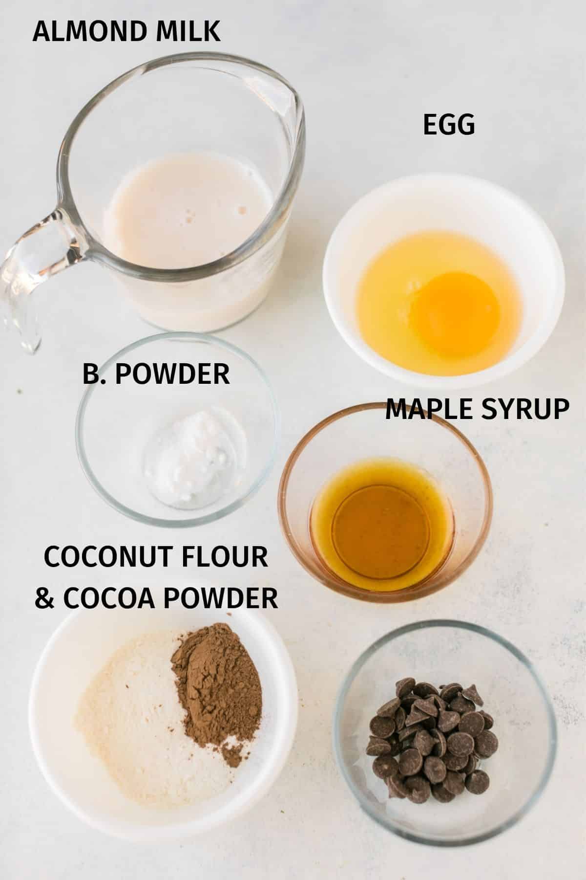ingredients for coconut flour mug cake.