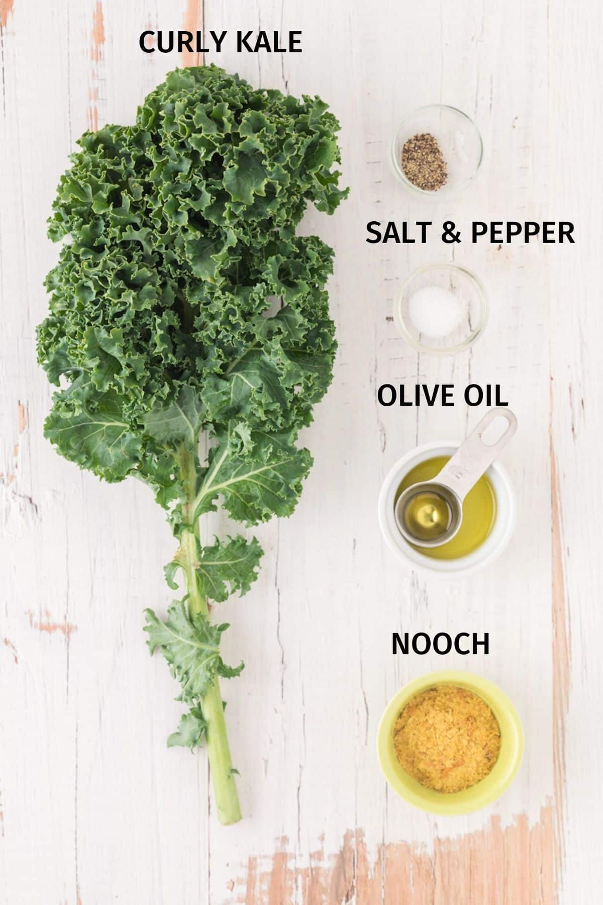 ingredients for making air fryer kale chips.