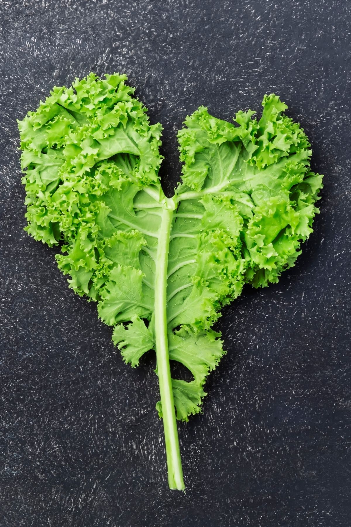 kale leaf in the shape of a heart.