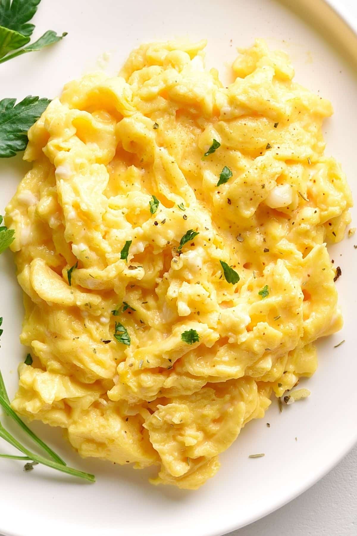 plate with scrambled eggs
