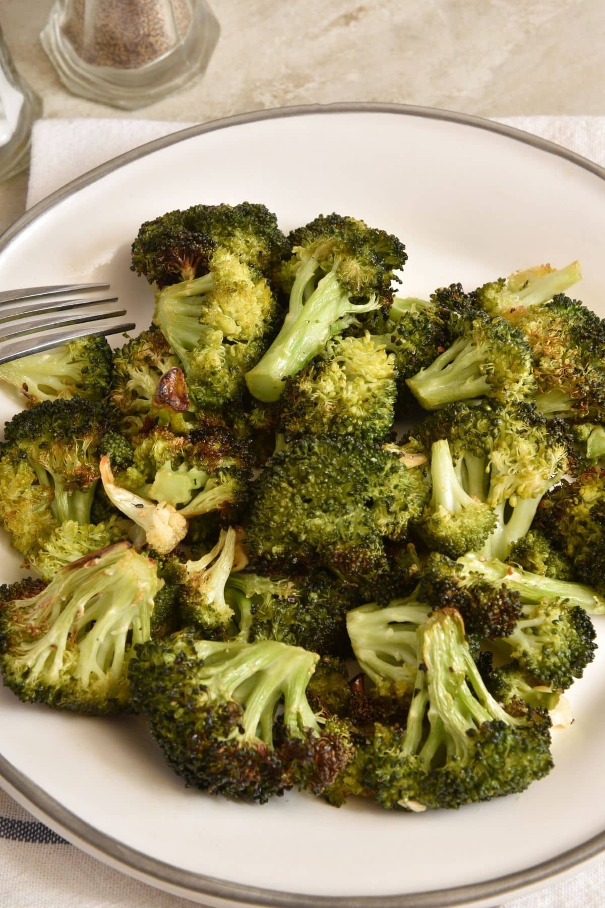 roasted broccoli in bowl.