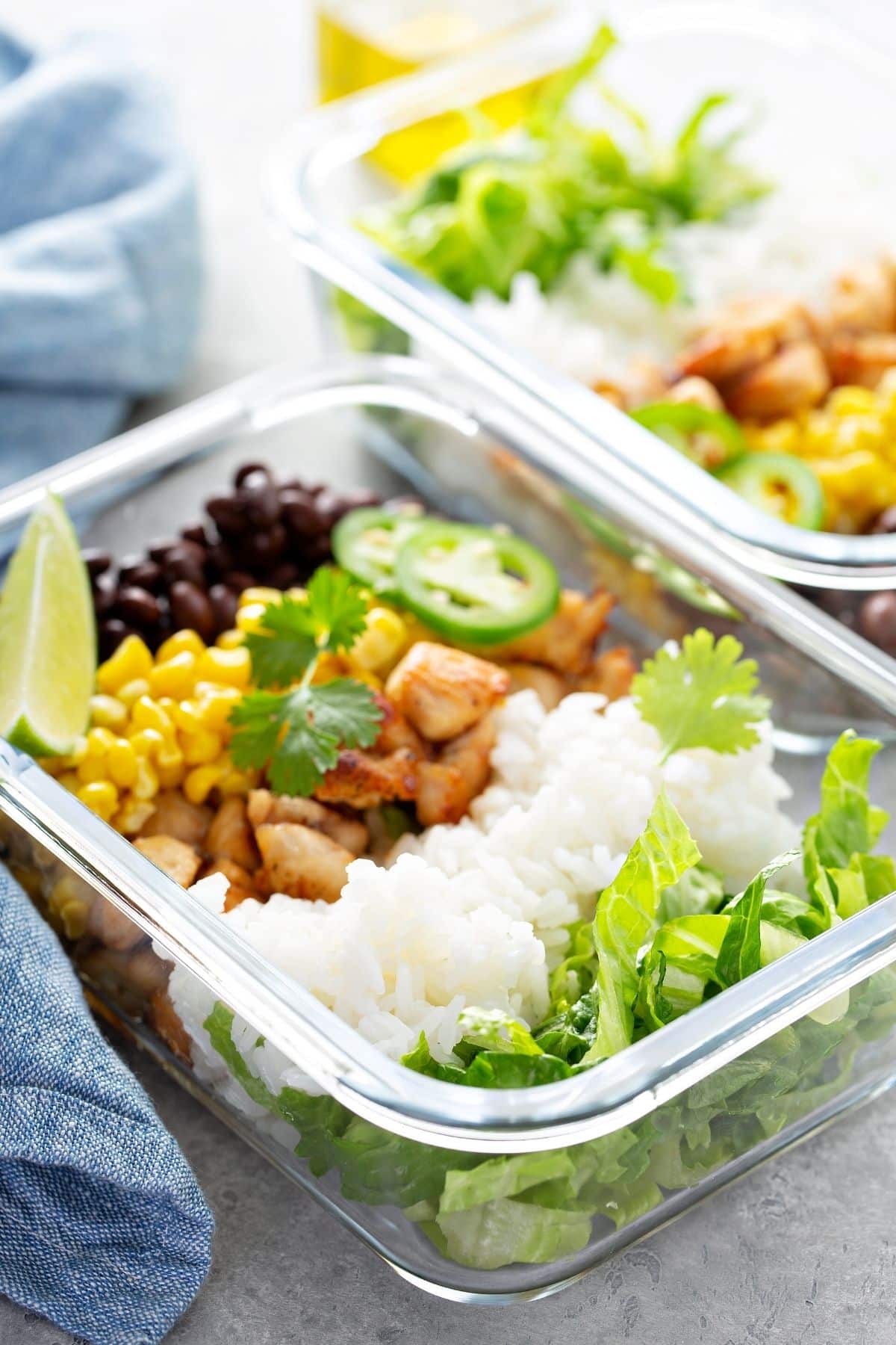 chicken and rice and black bean meal prep.