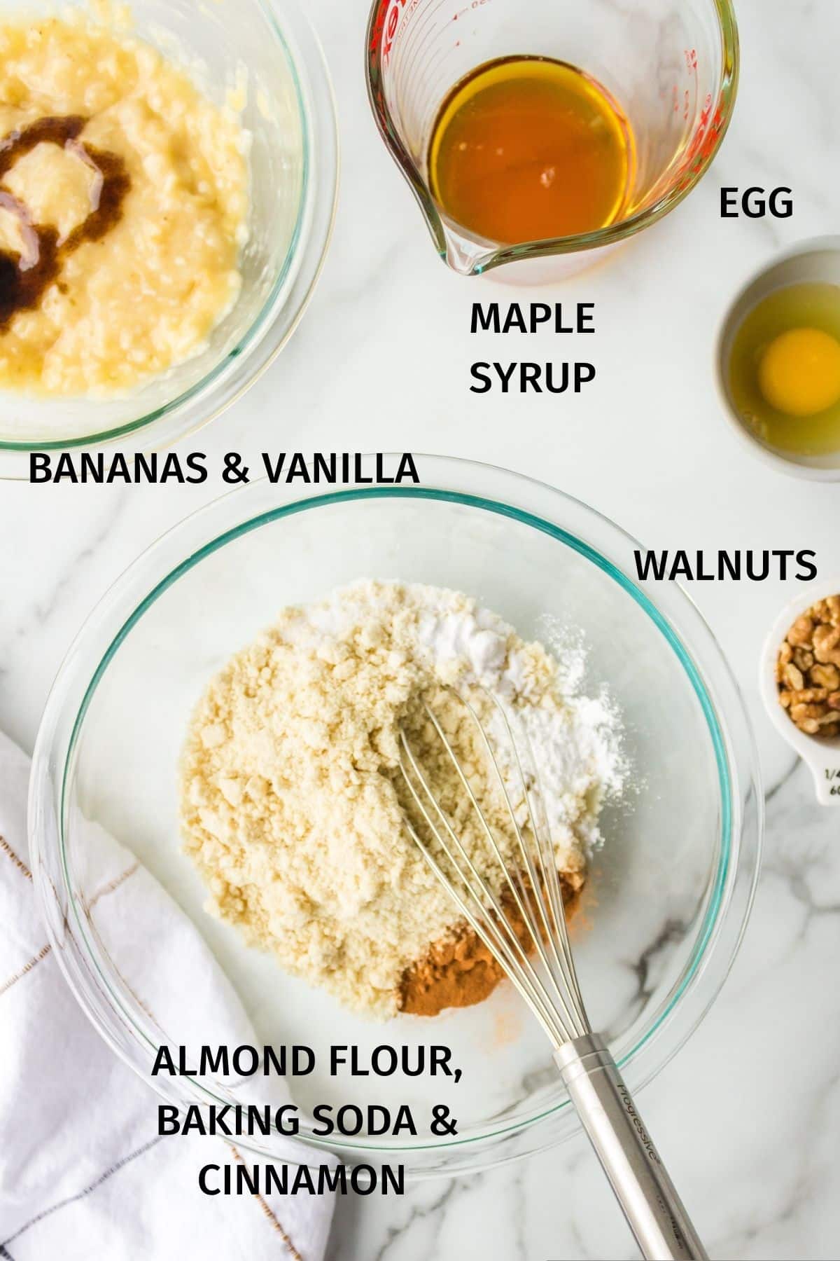 ingredients for almond flour banana muffins.