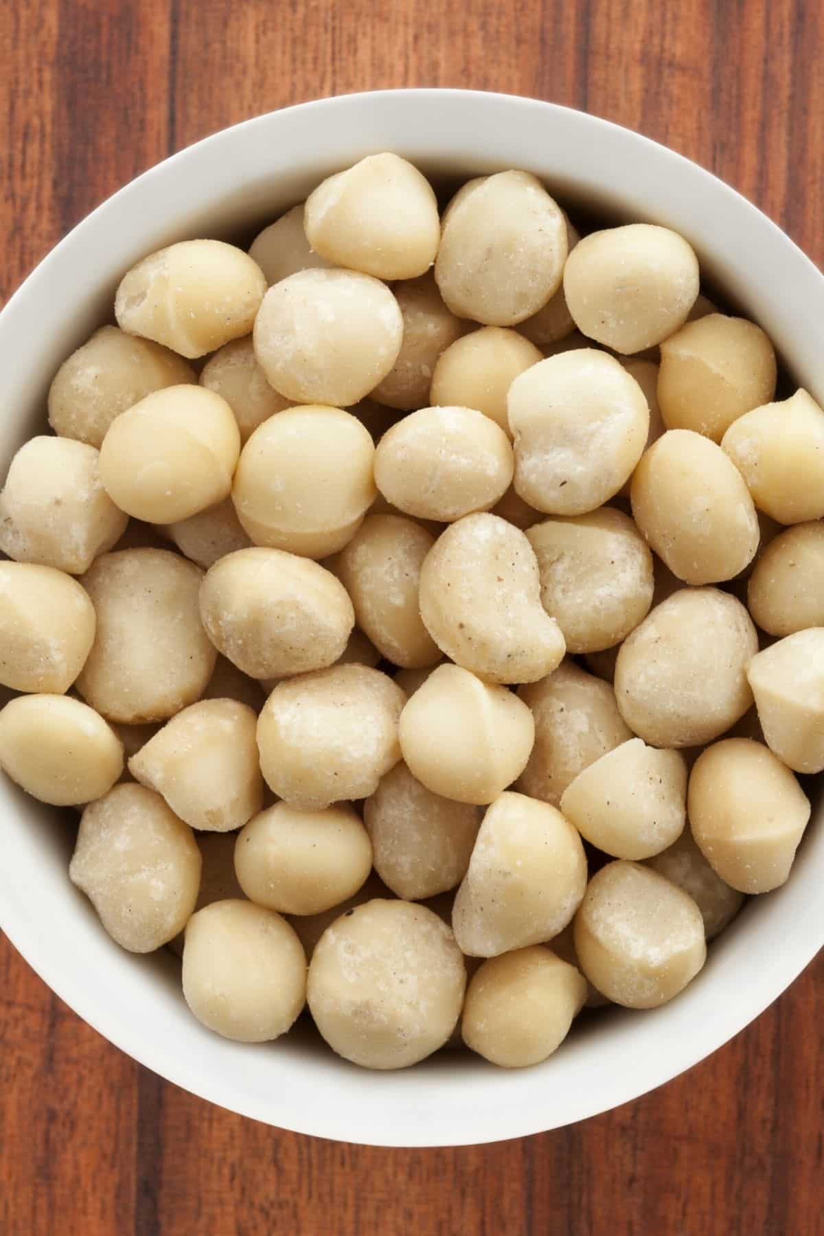 bowl of macadamia nuts.