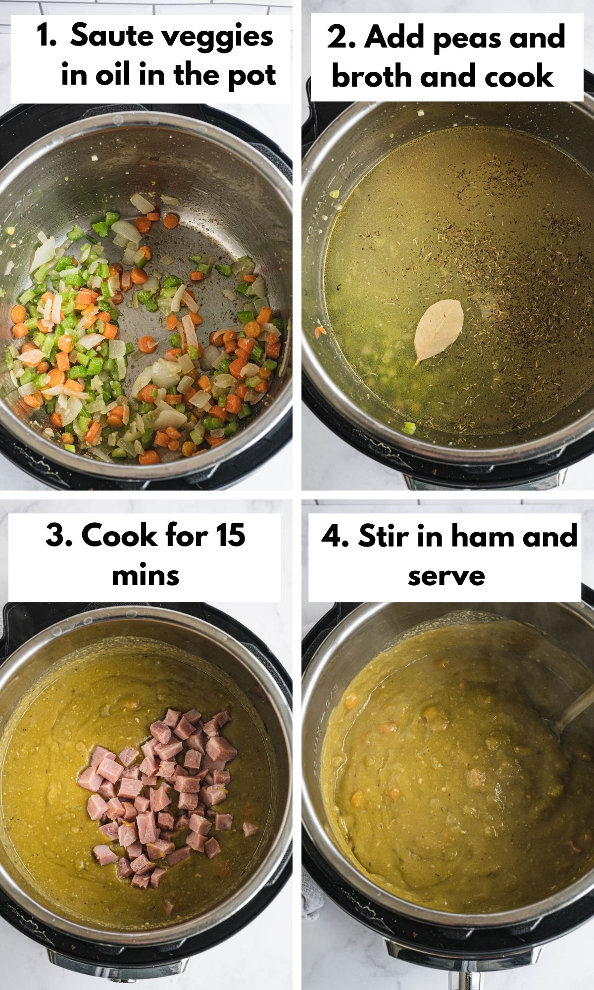 process photos for instant pot split pea soup.