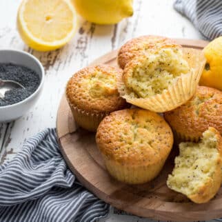 vegan lemon muffins on tray.