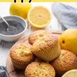 vegan lemon poppy seed muffins pin.