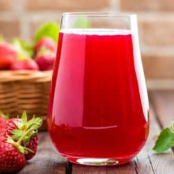 strawberry juice in pretty glass.