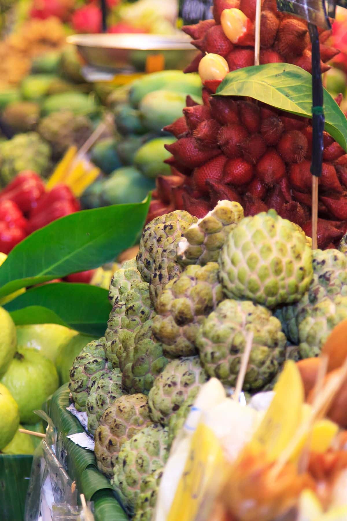collection of exotic asian fruits.