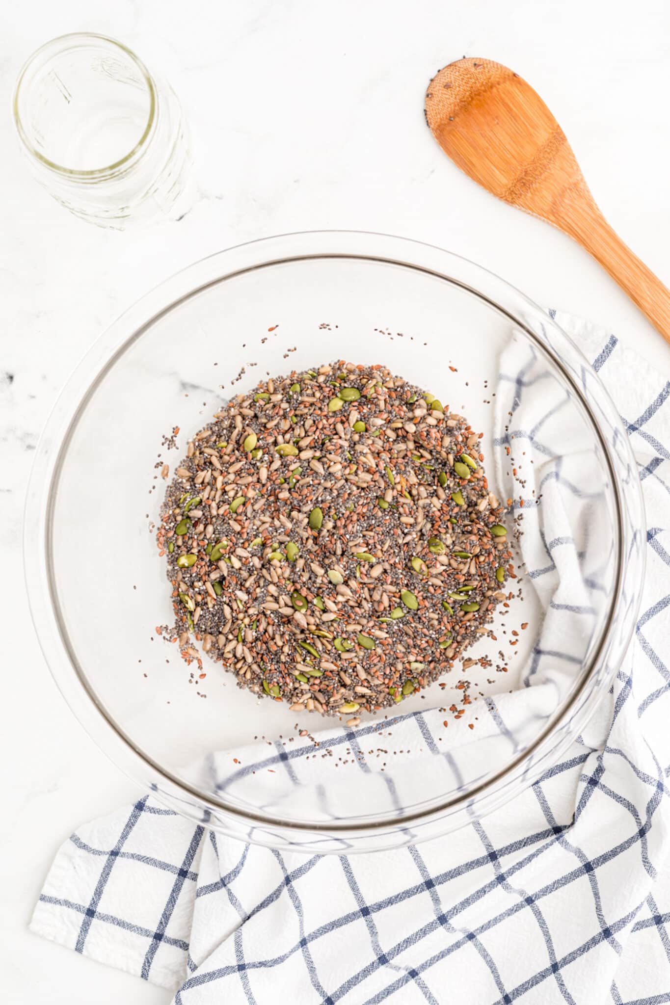 ingredients for crackers in bowl with water.