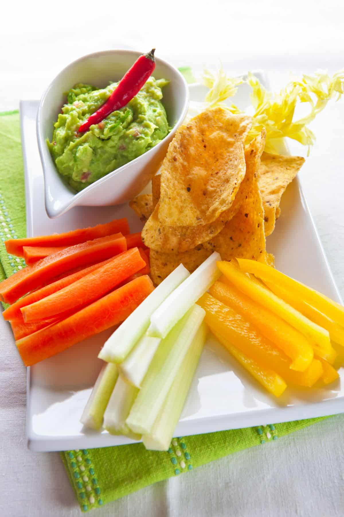veggies served with guacamole.