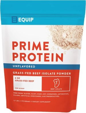 equip prime protein unflavored product in bag.