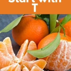 Peeled and unpeeled tangerines on a table with text.