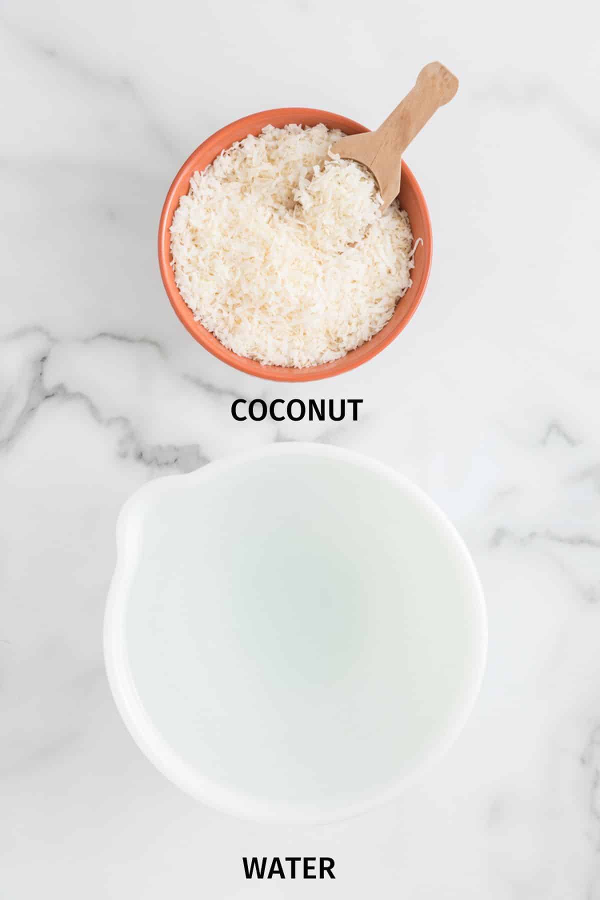 ingredients for making homemade coconut milk.