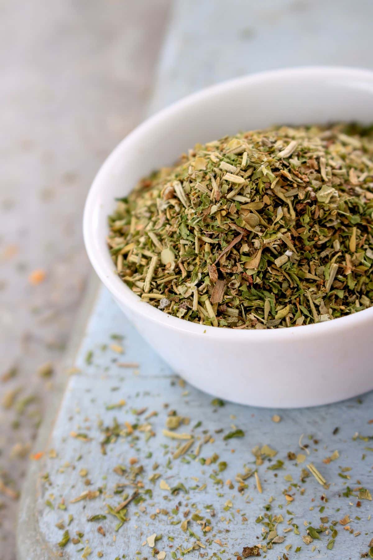 Bowl of dried herbs and seasonings.
